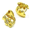 Argolla Huggie 02.210.0804.15 Oro Laminado, Diseño de Osito y Corazón, con Blanca Micro Pave, Pulido, Tono Dorado