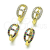 Argolla Huggie 02.210.0805.1.20 Oro Laminado, Diseño de Puff Mariner, con Multicolor Micro Pave, Pulido, Tono Dorado