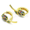 Argolla Huggie 02.210.0806.2.15 Oro Laminado, Diseño de Flor, con Multicolor Micro Pave, Pulido, Tono Dorado