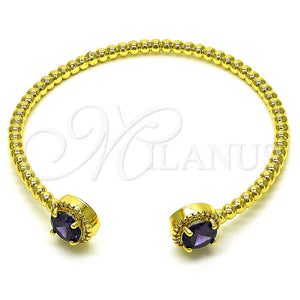 Aro Individual 07.341.0019.3 Oro Laminado, con Dark Ametista Zirconia Cubica and Blanca Micro Pave, Pulido, Tono Dorado (04 MM Thickness, One size fits all)
