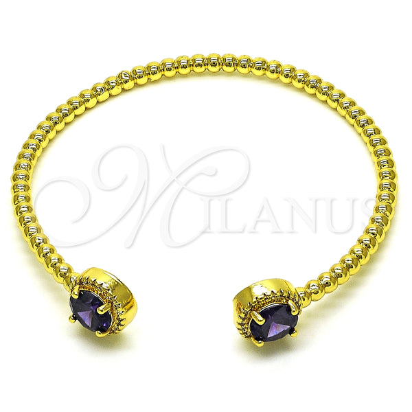 Aro Individual 07.341.0019.3 Oro Laminado, con Dark Ametista Zirconia Cubica and Blanca Micro Pave, Pulido, Tono Dorado (04 MM Thickness, One size fits all)