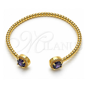 Aro Individual 07.341.0019.3 Oro Laminado, con Zirconia Cubica Dark Ametista y Micro Pave Blanca, Pulido, Tono Dorado (Grosor 04 MM, Talla Unica)