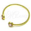 Aro Individual 07.341.0019.4 Oro Laminado, con Rosado Zirconia Cubica and Blanca Micro Pave, Pulido, Tono Dorado (04 MM Thickness, One size fits all)