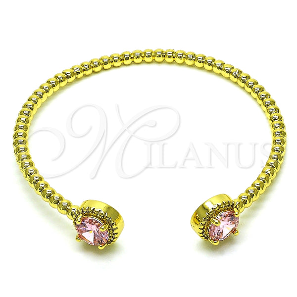 Aro Individual 07.341.0019.4 Oro Laminado, con Rosado Zirconia Cubica and Blanca Micro Pave, Pulido, Tono Dorado (04 MM Thickness, One size fits all)