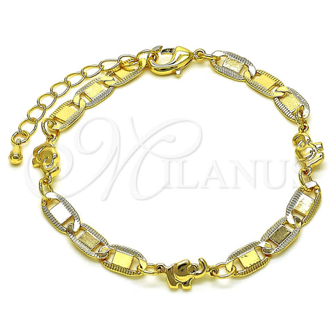 Pulsera Elegante 03.63.2272.07 Oro Laminado, Diseño de Elefante y Mariner, Pulido, Tono Dorado (06 MM Thickness, 7 Inches Length)