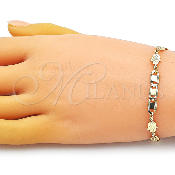 Pulsera Elegante 03.63.2274.07 Oro Laminado, Diseño de Mano de Dios y Mariner, Pulido, Tono Dorado (06 MM Thickness, 7 Inches Length)