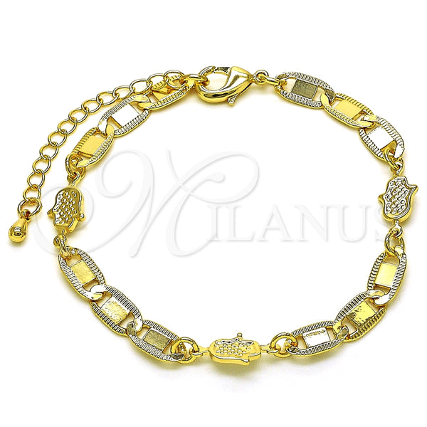 Pulsera Elegante 03.63.2274.07 Oro Laminado, Diseño de Mano de Dios y Mariner, Pulido, Tono Dorado (06 MM Thickness, 7 Inches Length)