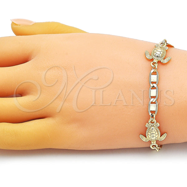 Pulsera Elegante 03.63.2277.08 Oro Laminado, Diseño de Tortuga y Mariner, Pulido, Tono Dorado (06 MM Thickness, 8 Inches Length)