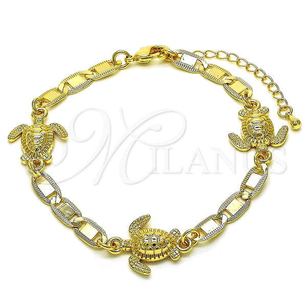 Pulsera Elegante 03.63.2277.08 Oro Laminado, Diseño de Tortuga y Mariner, Pulido, Tono Dorado (06 MM Thickness, 8 Inches Length)