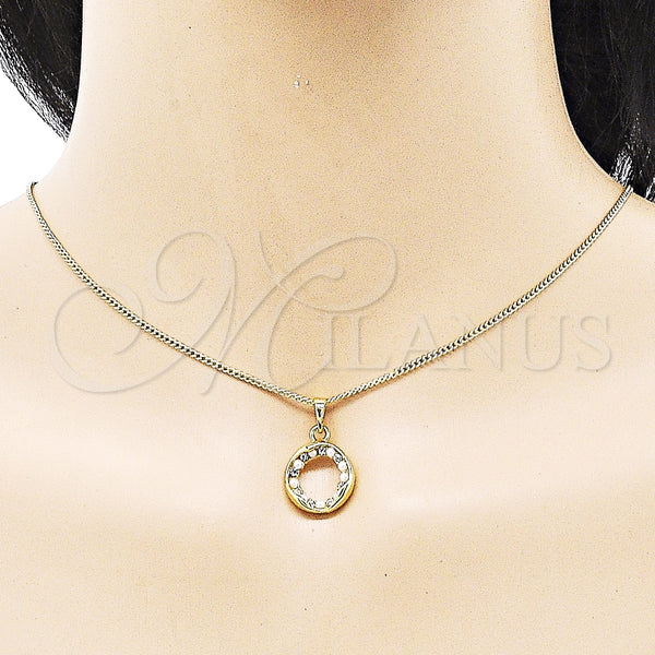 Juego de Arete y Dije de Adulto 10.379.0037 Oro Laminado, con Blanca Cristal and Marfil Perla, Pulido, Tono Dorado