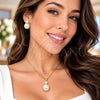 Juego de Arete y Dije de Adulto 10.379.0041 Oro Laminado, con Perla Marfil, Pulido, Tono Dorado