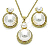 Juego de Arete y Dije de Adulto 10.379.0041 Oro Laminado, con Perla Marfil, Pulido, Tono Dorado