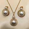 Juego de Arete y Dije de Adulto 10.379.0041 Oro Laminado, con Perla Marfil, Pulido, Tono Dorado