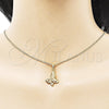 Juego de Arete y Dije de Adulto 10.379.0042 Oro Laminado, Diseño de Mariposa, con Marfil Perla, Pulido, Tono Dorado