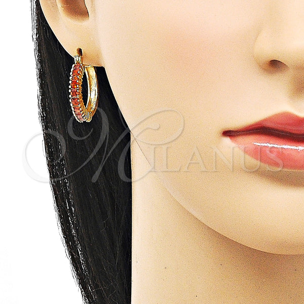 Argolla Pequeña 02.210.0281.10.20 Oro Laminado, con Granate Zirconia Cubica, Pulido, Tono Dorado