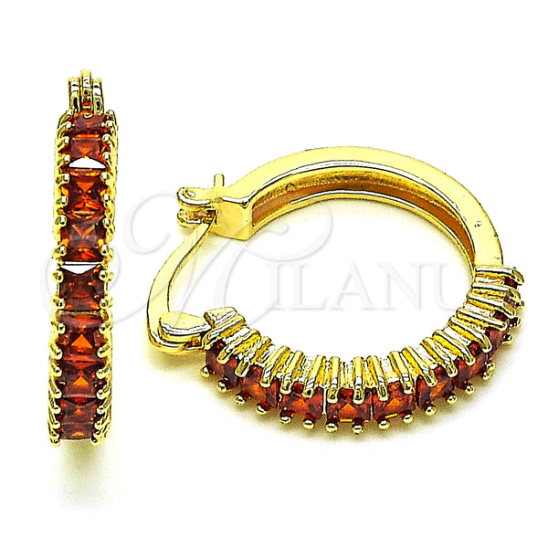 Argolla Pequeña 02.210.0281.10.20 Oro Laminado, con Granate Zirconia Cubica, Pulido, Tono Dorado