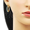 Argolla Pequeña 02.210.0281.12.20 Oro Laminado, con Aqua Azul Zirconia Cubica, Pulido, Tono Dorado