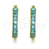 Argolla Pequeña 02.210.0281.12.20 Oro Laminado, con Aqua Azul Zirconia Cubica, Pulido, Tono Dorado