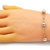 Pulsera Elegante 03.213.0176.07 Oro Laminado, Diseño de Paperclip, Pulido, Tres Tonos (04 MM Thickness, 7 Inches Length)
