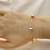Pulsera Elegante 03.213.0176.07 Oro Laminado, Diseño de Paperclip, Pulido, Tres Tonos (04 MM Thickness, 7 Inches Length)
