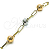 Pulsera Elegante 03.213.0176.07 Oro Laminado, Diseño de Paperclip, Pulido, Tres Tonos (04 MM Thickness, 7 Inches Length)