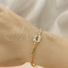 Pulsera Elegante 03.213.0162.2.07 Oro Laminado, Diseño de Miami Cubana, con Granate Zirconia Cubica and Blanca Micro Pave, Pulido, Tono Dorado (04 MM Thickness, 7 Inches Length)