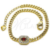 Pulsera Elegante 03.213.0162.2.07 Oro Laminado, Diseño de Miami Cubana, con Granate Zirconia Cubica and Blanca Micro Pave, Pulido, Tono Dorado (04 MM Thickness, 7 Inches Length)