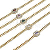 Pulsera Elegante 03.213.0162.2.07 Oro Laminado, Diseño de Miami Cubana, con Granate Zirconia Cubica and Blanca Micro Pave, Pulido, Tono Dorado (04 MM Thickness, 7 Inches Length)