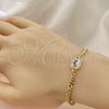 Pulsera Elegante 03.213.0162.4.07 Oro Laminado, Diseño de Miami Cubana, con Amatista Zirconia Cubica and Blanca Micro Pave, Pulido, Tono Dorado (04 MM Thickness, 7 Inches Length)