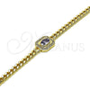 Pulsera Elegante 03.213.0162.4.07 Oro Laminado, Diseño de Miami Cubana, con Amatista Zirconia Cubica and Blanca Micro Pave, Pulido, Tono Dorado (04 MM Thickness, 7 Inches Length)