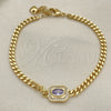 Pulsera Elegante 03.213.0162.4.07 Oro Laminado, Diseño de Miami Cubana, con Amatista Zirconia Cubica and Blanca Micro Pave, Pulido, Tono Dorado (04 MM Thickness, 7 Inches Length)