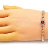 Pulsera Elegante 03.213.0177.5.07 Oro Laminado, con Granate Zirconia Cubica and Blanca Micro Pave, Pulido, Tono Dorado (04 MM Thickness, 7 Inches Length)