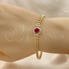 Pulsera Elegante 03.213.0177.5.07 Oro Laminado, con Granate Zirconia Cubica and Blanca Micro Pave, Pulido, Tono Dorado (04 MM Thickness, 7 Inches Length)