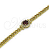 Pulsera Elegante 03.213.0177.5.07 Oro Laminado, con Granate Zirconia Cubica and Blanca Micro Pave, Pulido, Tono Dorado (04 MM Thickness, 7 Inches Length)