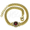 Pulsera Elegante 03.213.0177.5.07 Oro Laminado, con Granate Zirconia Cubica and Blanca Micro Pave, Pulido, Tono Dorado (04 MM Thickness, 7 Inches Length)