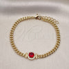 Pulsera Elegante 03.213.0177.5.07 Oro Laminado, con Granate Zirconia Cubica and Blanca Micro Pave, Pulido, Tono Dorado (04 MM Thickness, 7 Inches Length)