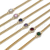 Pulsera Elegante 03.213.0177.5.07 Oro Laminado, con Granate Zirconia Cubica and Blanca Micro Pave, Pulido, Tono Dorado (04 MM Thickness, 7 Inches Length)