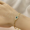 Pulsera Elegante 03.213.0178.1.07 Oro Laminado, Diseño de Miami Cubana, con Verde Zirconia Cubica and Blanca Micro Pave, Pulido, Tono Dorado (03 MM Thickness, 7 Inches Length)