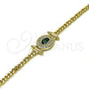 Pulsera Elegante 03.213.0178.1.07 Oro Laminado, Diseño de Miami Cubana, con Verde Zirconia Cubica and Blanca Micro Pave, Pulido, Tono Dorado (03 MM Thickness, 7 Inches Length)