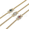 Pulsera Elegante 03.213.0178.1.07 Oro Laminado, Diseño de Miami Cubana, con Verde Zirconia Cubica and Blanca Micro Pave, Pulido, Tono Dorado (03 MM Thickness, 7 Inches Length)