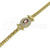 Pulsera Elegante 03.213.0178.2.07 Oro Laminado, Diseño de Miami Cubana, con Granate Zirconia Cubica and Blanca Micro Pave, Pulido, Tono Dorado (03 MM Thickness, 7 Inches Length)