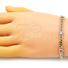 Pulsera Elegante 03.213.0167.3.07 Oro Laminado, Diseño de Miami Cubana, con Rosado Zirconia Cubica, Pulido, Tono Dorado (04 MM Thickness, 7 Inches Length)