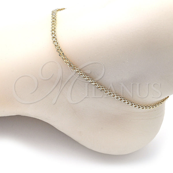 Tobillera Básica 04.213.0262.10 Oro Laminado, Diseño de Bismarco, Pulido, Tono Dorado (Thickness, 10 Inches Length)