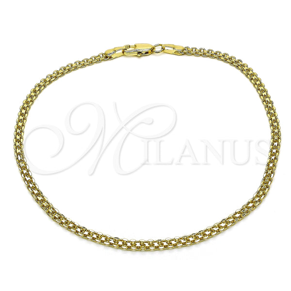 Tobillera Básica 04.213.0262.10 Oro Laminado, Diseño de Bismarco, Pulido, Tono Dorado (Thickness, 10 Inches Length)