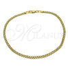 Tobillera Básica 04.213.0262.10 Oro Laminado, Diseño de Bismarco, Pulido, Tono Dorado (Grosor 02.8 MM, 10 Pulgadas de Largo)