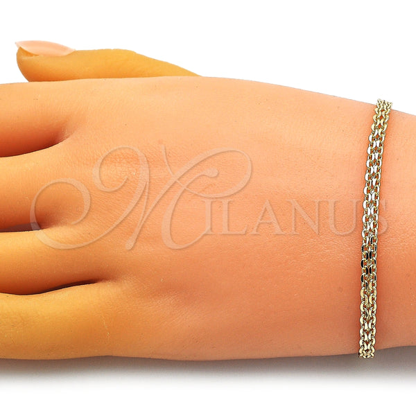 Pulsera Básica 04.213.0263.07 Oro Laminado, Diseño de Bismarco, Pulido, Tono Dorado (Grosor 04 MM, 8 Pulgadas de Largo)