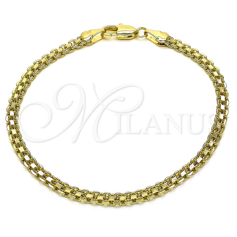 Pulsera Básica 04.213.0263.07 Oro Laminado, Diseño de Bismarco, Pulido, Tono Dorado (Grosor 04 MM, 8 Pulgadas de Largo)