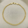 Tobillera Básica 04.213.0263.10 Oro Laminado, Diseño de Bismarco, Pulido, Tono Dorado (Grosor 03.7 MM, 10 Pulgadas de Largo)