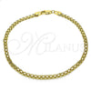 Tobillera Básica 04.213.0263.10 Oro Laminado, Diseño de Bismarco, Pulido, Tono Dorado (Grosor 03.7 MM, 10 Pulgadas de Largo)