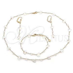 Collar, Pulsera y Dije 06.213.0014 Oro Laminado, Diseño de Mariposa, con Aurore Boreale Cristal, Pulido, Tono Dorado